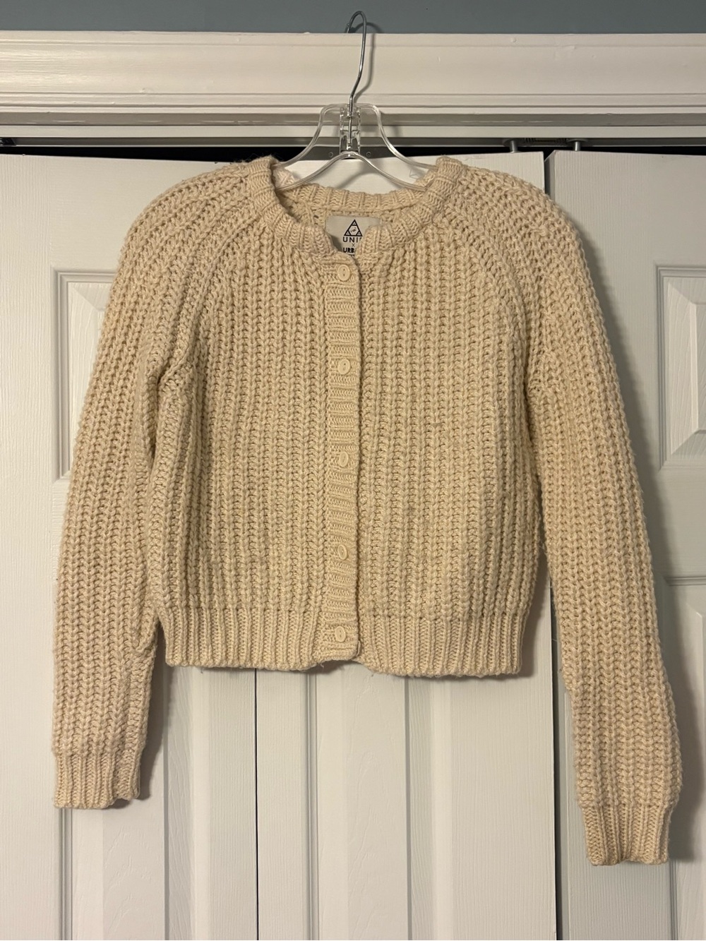UNIF X Urban Outfitters Cream Chunky Button-Up Knit Cardigan